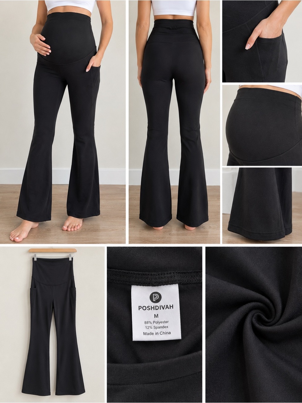 POSHDIVAH Maternity Flare Pants Medium